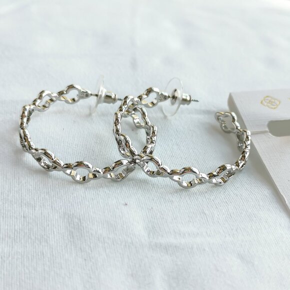 Abbie Silver Hoop Earrings NEW - Picture 3 of 3